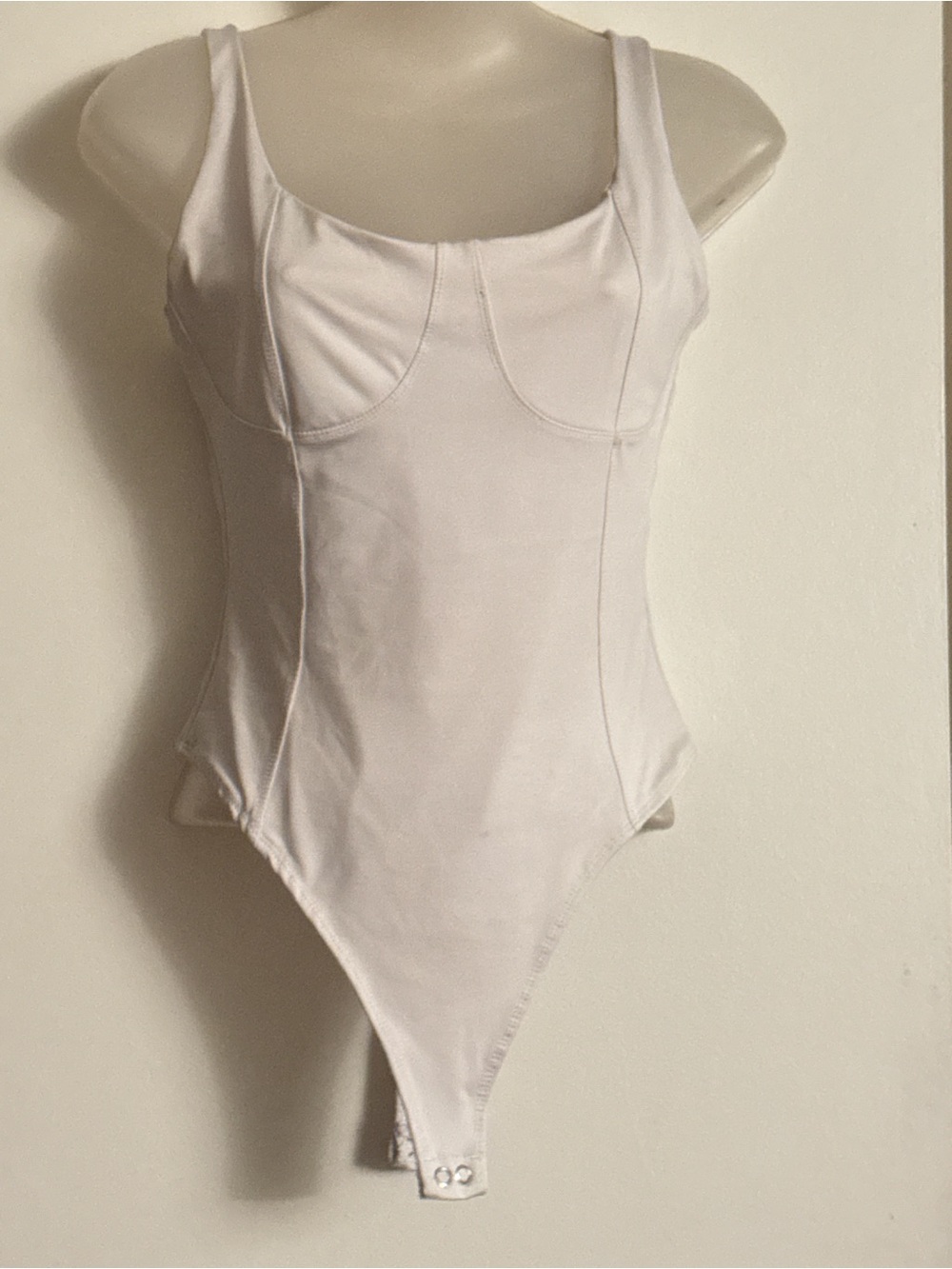 SO White  One-Piece Bodysuit with Scoop Neck